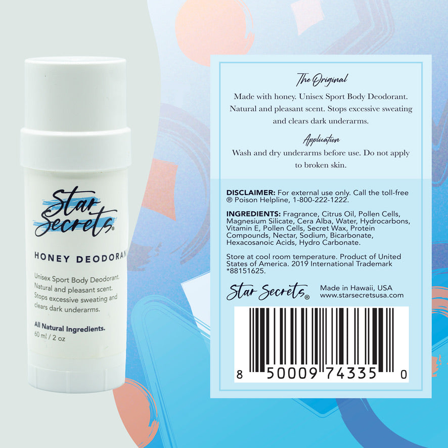 STAR SECRETS Honey Deodorant 2 oz - All Natural Ingredients