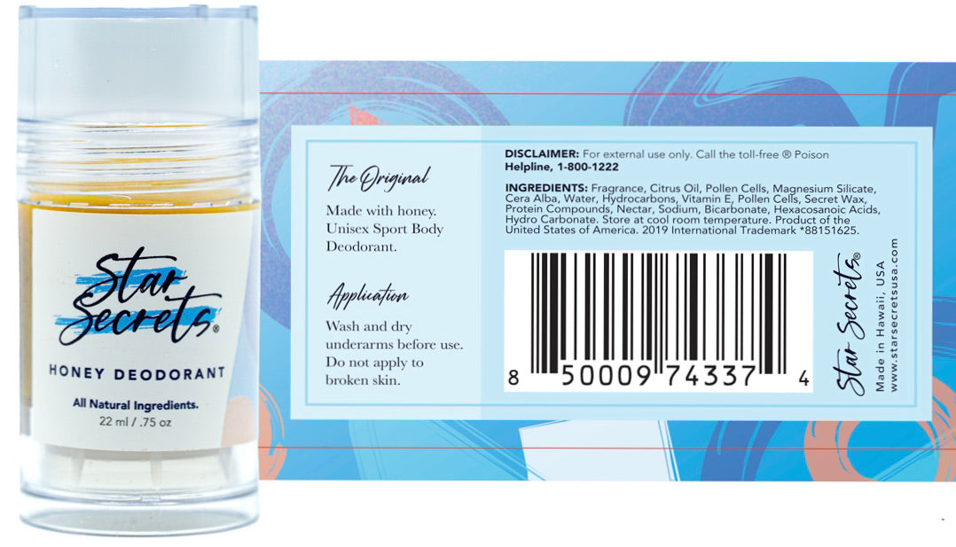 Star Secrets Honey Deodorant 1oz - All Natural Ingredients